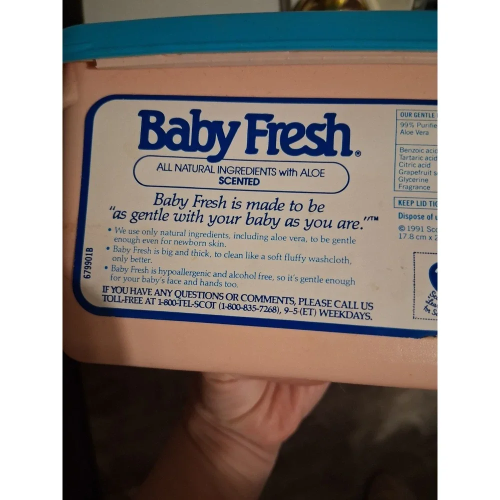 Vintage Baby Wipes Container Tub 90s Pink Blue Baby‎ Fresh Scott RARE HTF